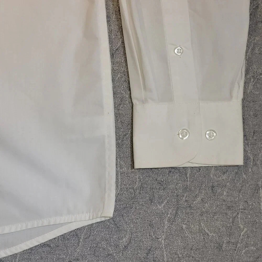 George Men's White Long Sleeve Button Down Dress Shirt Size 15 - Picture 9 of 11